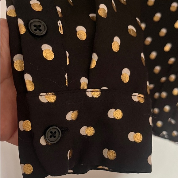 Who What Wear Black Shirt with Gold Dots - Picture 3 of 6